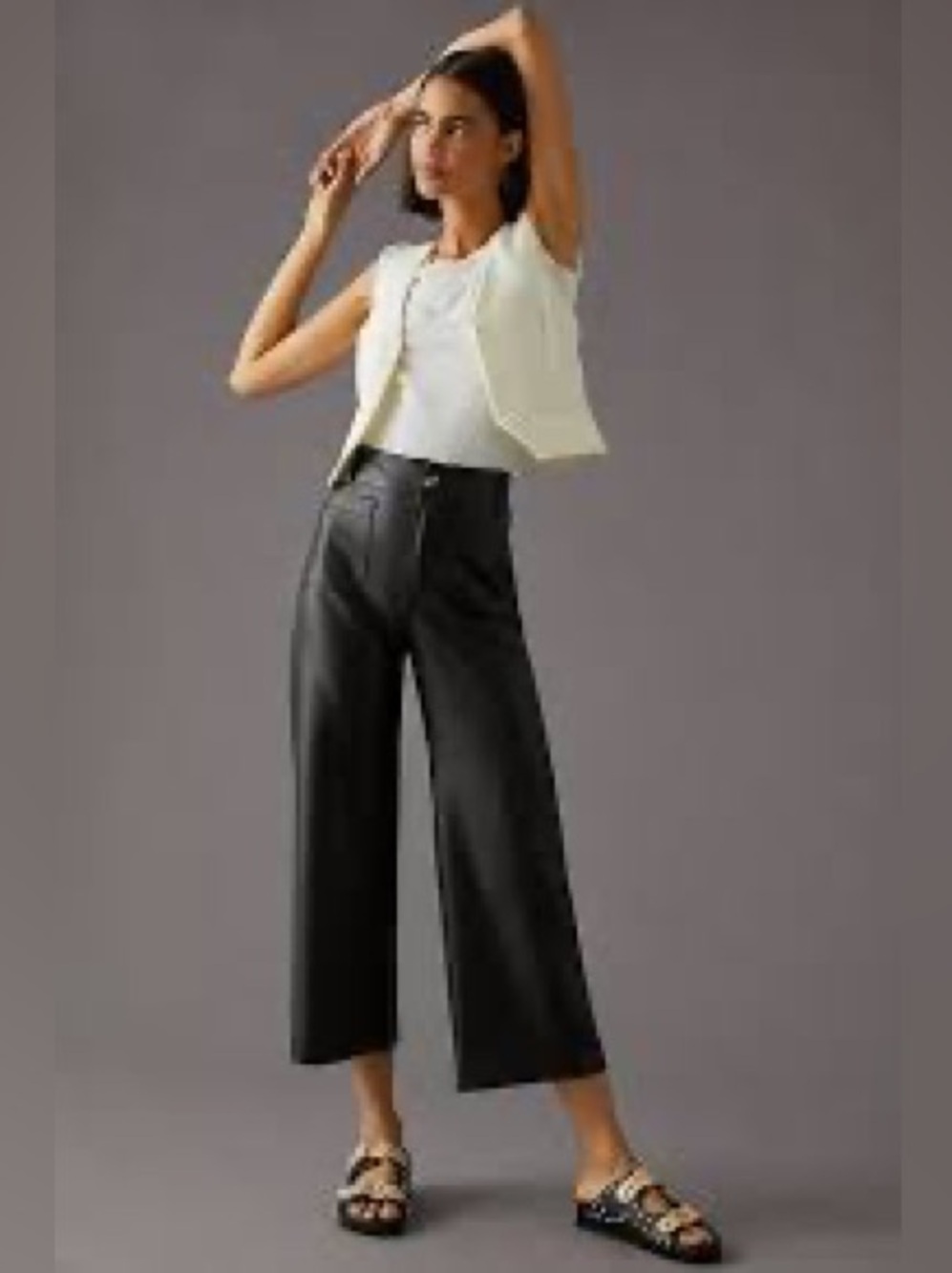 Anthropologie Black Wide-Leg Cropped Pants